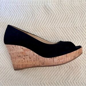 Cordani Black Wedge Peep Toe Shoes